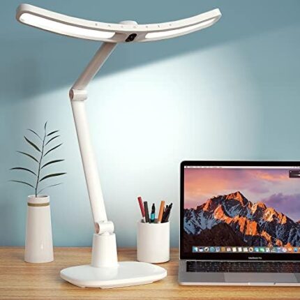 BEYONDOP LED Desk Lamp,Office Lamp with Motion Sensor, Touch Table Lamp for Home Office, Eye-Caring Reading Lamp for Study/Working Gifts, 4 Color Modes, 1000 Lumens Auto-Dimming Swing Arm Lamp
