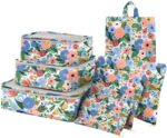 BHAHB 7 Set Packing Cubes Travel Luggage Organizers for Suitcase Travel Accessories with Shoe Bag for Girls Women Aesthetic Cute Flower Floral-Pink Blue