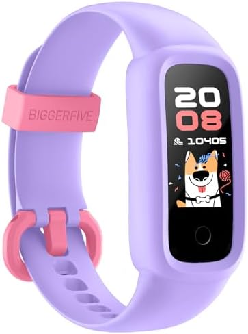 BIGGERFIVE Vigor 2 L Kids Fitness Tracker Watch for Boys Girls Ages 5-15, IP68 Waterproof, Activity Tracker, Pedometer, Heart Rate Sleep Monitor, Lavender