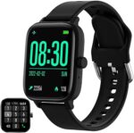 BOFIDAR Smart Watch (Answer/Make Call), 1.7'' Touch Screen Bluetooth Smart Watches for Women Men, Smart Watch for Android and iOS Phones, Fitness Watch with Pedometer Alarm Clock Sports Modes (Black)