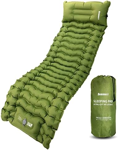 BOOWEXT Sleeping Pad(Green), Ultralight Inflatable Sleeping Pad for Camping, Built-in Pump, Hiking – Airpad, Backpacking, Travel, Outdoor Gear, Car Camping, Compact& Lightweight Sleeping Mat