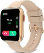 BRIBEJAT BT3 Smart Watch for Women Compatible with Samsung iPhone Android Phones (Dial/Answer Calls), Voice Assistant, SpO2/Heart Rate/Sleep Monitor, IP68 Waterproof, Gold