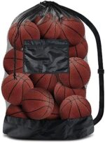 BROTOU Extra Large Mesh Ball Bag, Drawstring Socce Bag for Coach, Use for Basketball, Volleyball, Baseball, Mesh Equipment Bag with Adjustable and Portable Strap