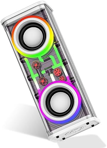 BSZHI Bluetooth Speakers, Portable Wireless Speaker with 10W Stereo Sound，Transparent Speaker with LED Colorful Lights，Bluetooth 5.3, TWS Pairing, Party Speaker for Home,Travel
