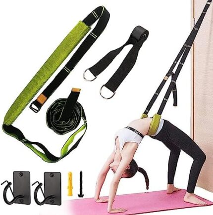 BTAMUD Waist Back Leg Stretch Strap Yoga Fitness Stretcher Back Bend Assist Trainer Waist Flexibility Equipment for Pilates, Dancing, Gymnastics Training Belt w/Door Anchor & Wall Mount Anchors