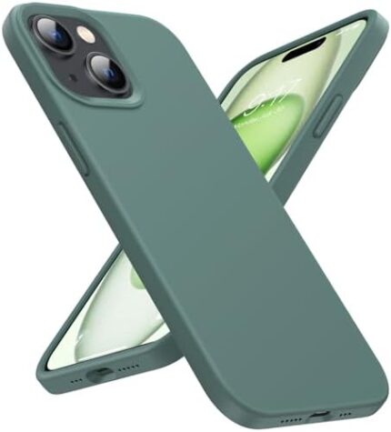 BUYDOT Designed for iPhone 15 Case, Silicone Phone Case [Military Grade Drop Protection] [Anti-Scratch Microfiber Lining] Silicone Ultra Slim Cover Shockproof Phone Cases 6.1 inch, Forest Green