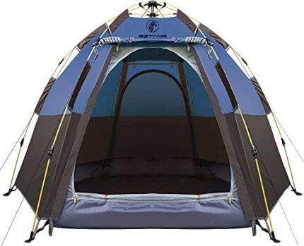 BZTANG 4-6 Person Camping Tent 48 Seconds Set Up Tent Waterproof Pop Up Hexagon Outdoor Sports Tent Camping Sun Shelters, Instant Cabin Tent, Advanced Venting Design, Provide Top Rainfly(2023