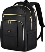 Backpack for Women, School Backpack with USB Charging Port, Travel Business College Anti Theft Bookbag for Student, 15.6 Inch Work Computer Laptop Back Pack, Casual Daypack, Black