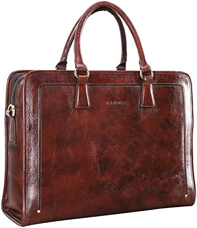 Banuce Full Grains Italian Leather Briefcase for Men Attache Case 14 Inch Business Work Bag