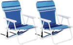 Beach Chairs for Adults 2 Pack, Lightweight Backpack Beach Chair with Shoulder Straps, Low Beach Chair Support 265lbs, Folding Beach Chair for Beach, Camping, Hiking, Picnic, Blue