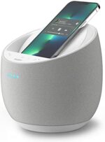 Belkin SOUNDFORM Elite Hi-Fi Smart Speaker + Wireless Charger (Alexa Voice-Controlled Bluetooth Speaker) Sound Technology By Devialet, Fast Wireless Charging for iPhone, Samsung Galaxy & More - White