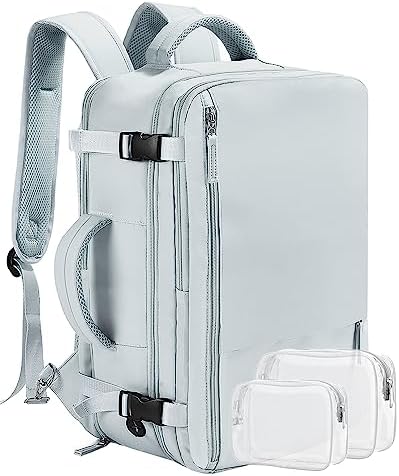 Beraliy Large Travel Backpack Women, Airline Approved Backpack, 40L Carry On luggage,17 inch Laptop Backpack, Waterproof Business Hiking Overnight Bag, Light-blue