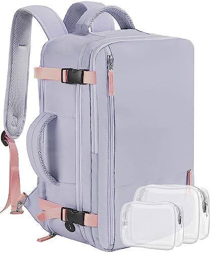 Beraliy Travel Backpack for Women, Airline Approved Backpack, Carry On Backpack,17.3 Inch Laptop Backpack,Personal Item Bag for College Weekender Business Hiking, Purple