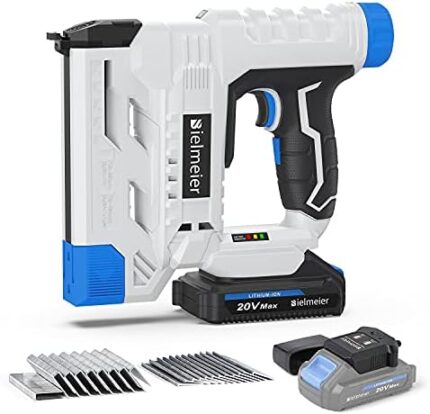 Bielmeier 20V Cordless Brad Nailer, 2 in 1 Nail Gun Battery Powered 18 Gauge, 2.0Ah Electric Staple Gun for Upholstery and Carpentry, Include Battery, Charger, Staples, and Nails