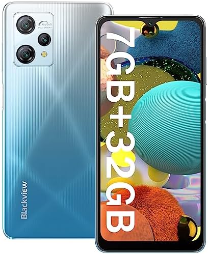 Blackview Unlocked Cell Phones A53,7GB+32GB 1TB TF,5080 mAh Battery+OTG,Android 12, 6.52 inch HD+,4G Dual SIM,Face ID,GPS,12MP Camera,Android Smartphone Unlocked Phone|Blue