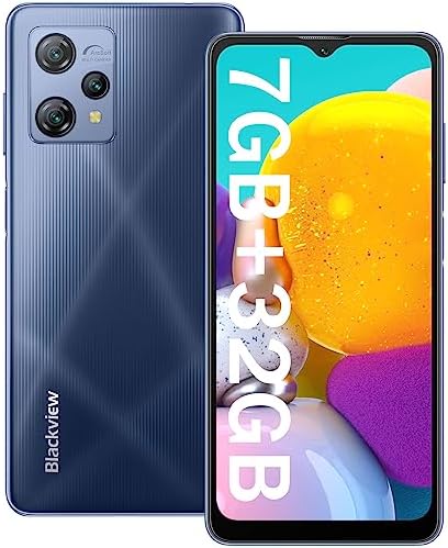 Blackview Unlocked Phones A53, 7GB+32GB 1TB TF, 5080mAh Battery+OTG, Android 12, 6.52 inch HD+, 4G Dual SIM, Face ID, GPS, 12MP Camera, 3.5mm Jack, Android Phone Unlocked Smartphone|Black