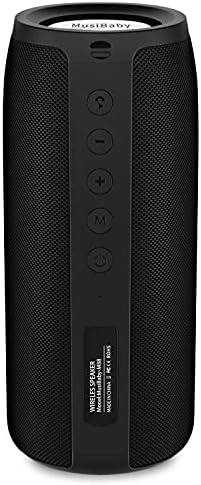 Bluetooth Speakers,MusiBaby M88 Speaker,Speakers Bluetooth Wireless,Dual Pairing, Bluetooth 5.0,Loud Stereo Sound,Booming Bass,30H Playtime for Home& Outdoor Party,Beach (Black)