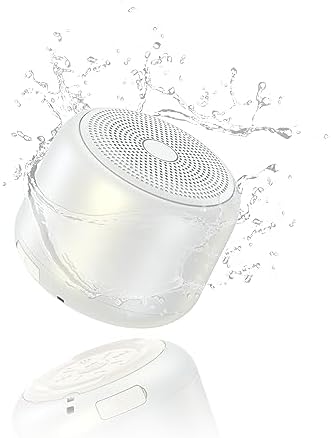 Bobtot Portable Bluetooth Speakers Wireless Speaker- Waterproof Speaker with Loud Stereo Sound,15 Hours Playtime, Rechargeable Battery, Built-In Microphone, Mini Speaker with Strap Easy to Carry White