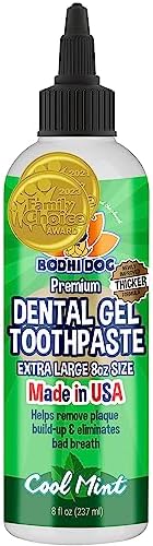 Bodhi Dog Pet Dental Gel | New Thicker Formula | Plaque Remover & Breath Freshener | Toothpaste for Dogs and Cats | Made in USA | 8oz (240ml)