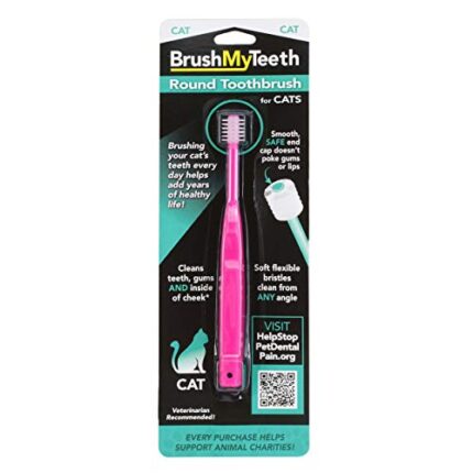Brush My Teeth Cat Toothbrush - Round Soft Pet Tooth Brush - Soft Flexible Bristles for Safe and Gentle Brushing, Cat & Kitten Dental Care, Any Breed Cat