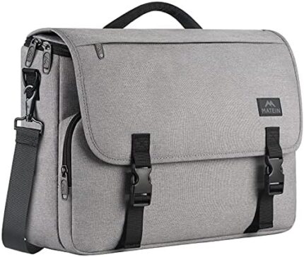 Business Briefcase for Men,Women Durable Water Resistant Laptop Bag with Shoulder Strap for College, Lightweight Crossbody Work Computer Messenger Bags for Adult Fits 15.6''Notebook,Gray
