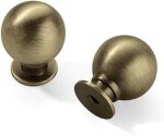 CABDM 20 Pack 1 Inch Vintage Ball Brushed Antique Brass Cabinet Knobs Kitchen Cabinet Hardware Brass Drawer Knobs Pulls for Drawers.