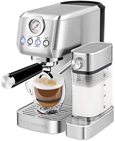 CASABREWS Espresso Machine 20-Bar, Stainless Steel Espresso Maker With Automatic Milk Frother, Compact Cappuccino Machine With 49 oz Removable Water Tank for Latte, Macchiato, Gift for Coffee Lovers