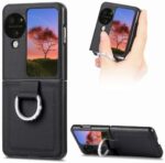 CCSmall for Oppo Find N3 Flip Case with Ring, Slim PU Leather Protective Cover Phone Case Oppo Find N3 Flip ZH Black