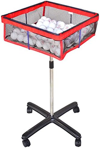 CHAOFAN Movable Square Multi-Ball Storage Mesh Bag with Height Adjustable Stand, Table Tennis Ball Mesh Basin Equipment for Training,Outdoor Sports,Golf,Badminton etc
