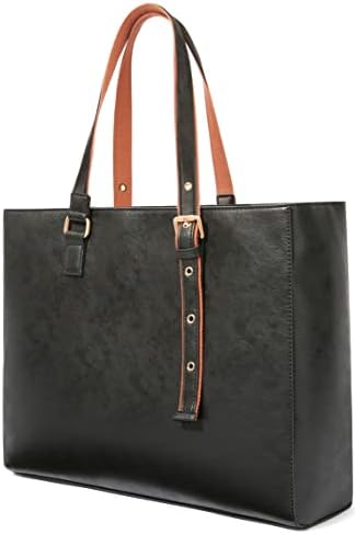 CHIENTUNG Leather Laptop Tote Bag for Women Large Professional Briefcase Work Bag with 4 Compartments Up to 15.6 inch