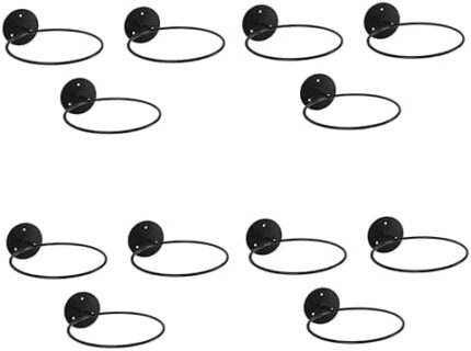 CLISPEED 12 pcs Ball Storage Rack Outdoor Basketball Black Hooks Outdoor Flower Pot Stand Wall Mounted Rack Ball Wall Holder Football backplates Iron Display Balls Holders Sports Balls Rack