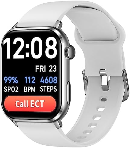 COCO Bluetooth Smartwatch BT2 for Seniors Men and Women, Personal Emergency PERS, Health Monitor, Heart Rate, Blood Oxygen Measuring, Fall Detection, Medical Reminder, Black (Silver)