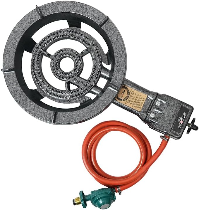 COOKAMP Propane Burner With 28000 BTU, Low Pressure Single Burner COOKAMP Propane Burner With 28000 BTU, Low Pressure Single Burner Camping Stove With Regulator And Hose,Portable Gas Stove For Camping Outdoor Cooking SH70 (SH70)