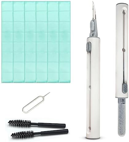 CRAFTUS Airpod Cleaner Kit, Earbuds Cleaning Kit for Airpods Pro 1 2 3, Airpods Cleaning Kit with 2 Soft Spiral Brush, 1 Sim Pin and 1 Putty for Bluetooth Earphones Case, iPhone Charging Jack