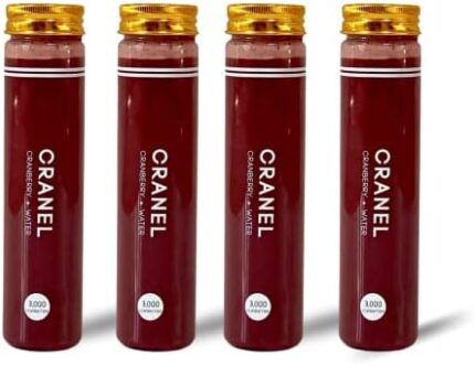 CRANEL UTI Support Cranberry Elixir, 4X Bottles (Monthly Supply) Clinically-Proven & Antibiotic-Free, Packed with 3,000 Real Cranberries (Tart Taste) Vegan & Non-GMO, Zero Added Sugar