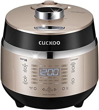 CUCKOO CRP-EHSS0309FG | 3-Cup (Uncooked) Induction Heating Pressure Rice Cooker | 15 Menu Options, Auto-Clean, Voice Guide, Made in Korea | Gold