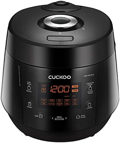 CUCKOO CRP-PK1001S | 10-Cup/2.5-Quart (Uncooked) Pressure Rice Cooker | 12 Menu Options: Quinoa, Scorched Rice, GABA/Brown Rice, Multi-Grain & More, Made in Korea | Black , 19 x 15 x 13