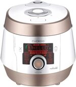 CUCKOO Electric Pressure Cooker 14 Menu Options: White, Slow Cook, Sous Vide, Porridge, & More, User-Friendly LED Display, Stainless Steel Inner Pot, 24 Cup / 6 Qt. (Uncooked) CMC-ASB601F White/Gold