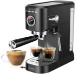 CYETUS Espresso Machine 20 Bar with Milk Frother Steam Wand,Barista Compact Coffee Machine,Pressure Gauge,Coffee Maker Latte Cappuccino Cafe Make for Home,34oz Water Tank,Stainless Steel,Black