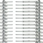 Cable Railing Hardware, 30 Pairs Stainless Steel Cable Railing Kit, for 1/8 Cable Railing System, T316 Marine Grade, 180° Angle Adjustable, Challcrea