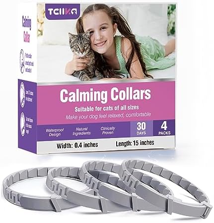 Calming Collar for Cats 4 Pack Calming Cat Collars Anxiety Relief Stress Pheromone Collar for Cats Comfort Cat Calm Collars Adjustable Soother Cats Calming Collars Lasts 30 Days Cats Calming Collar