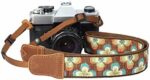 Camera Strap - 1.5" Cowhide Head Shoulder Neck Strap ,Retro Jacquard Embroidery Multi-pattern camera straps for Cameras and Binoculars,Cute Adjustable Thin Strap for Adults & Kids(Plum Embroidery）