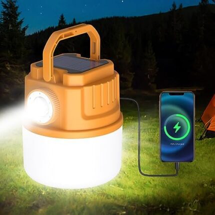 Camping Lantern Rechargeable,Balkwan Zoom Led Lantern for Power Outages 5000mah Solar Flashlight,Emergency Lights,48 Hours Running Time for Outdoor Hiking,Camping Accessories Gear 2023 Upgrade(Orange)