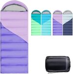Camping Sleeping Bags for Adults Kids - 3-4 Seasons Warm & Cold Weather Backpacking Hiking XL Size Roomy Camping Gear Equipment for Couples Outdoor Car Family Travelling - Lightweight & Waterproof