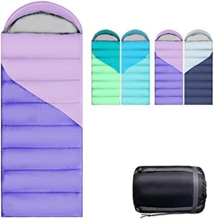 Camping Sleeping Bags for Adults Kids - 3-4 Seasons Warm & Cold Weather Backpacking Hiking XL Size Roomy Camping Gear Equipment for Couples Outdoor Car Family Travelling - Lightweight & Waterproof