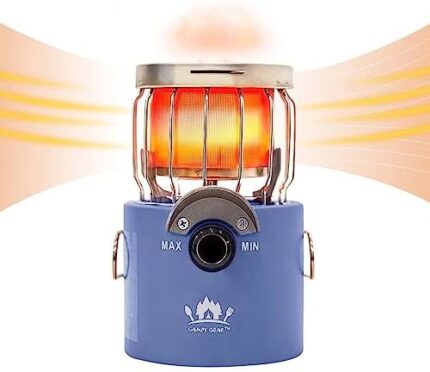 Campy Gear Little Guy 2 in 1 Portable Propane Heater & Stove, Outdoor Camping Gas Stove Camp Tent Heater for Ice Fishing Backpacking Hiking Hunting Survival Emergency (Navy Blue, 9,000 BTU -Mini)