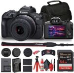 Canon EOS R100 Mirrorless Camera with 18-45mm Lens (6052C012) + Bag + 64GB Card + LPE17 Battery + Charger + Card Reader + Flex Tripod + Cleaning Kit + Memory Wallet (Renewed)