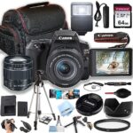 Canon EOS Rebel SL3 DSLR Camera w/EF-S 18-55mm F/4-5.6 STM Zoom Lens + 64GB Memory, Case, Tripod, Flash, Remote, and More (32pc Bundle) (Renewed)