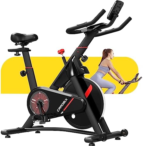 Caromix Exercise Bike Indoor Cycling Bike Magnetic Resistance Ergonomics Stationary Cycle Bike Home Bike With Heart Rate Monitoring & Comfortable Seat Cushion
