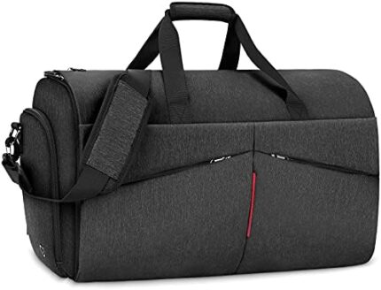 Carry on Garment Bags Convertible Suit Bag with Shoes Compartment Waterproof 2 in 1 Travel Duffle Bag Large Garment Bags Garment Duffle Bag for Men Black